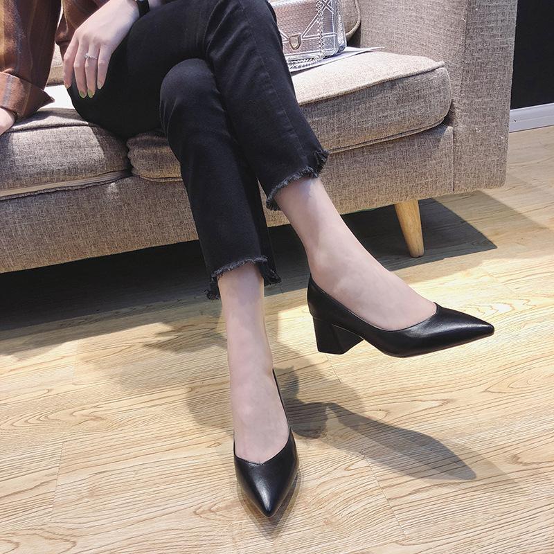 パンプス ポインテッドトゥ チャンキーヒール レディース 女性用