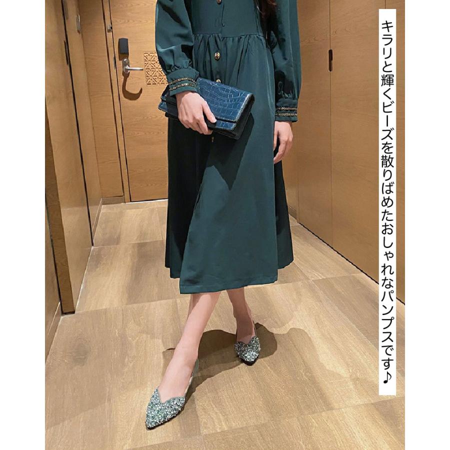 パンプス ポインテッドトゥ フラットシューズ ぺたんこ レディース