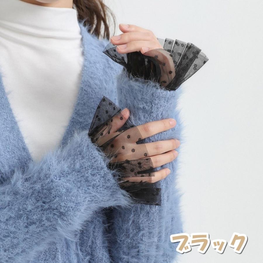 付け袖 つけ袖 レディース 女性 婦人 ファッション小物 シフォン ゴム