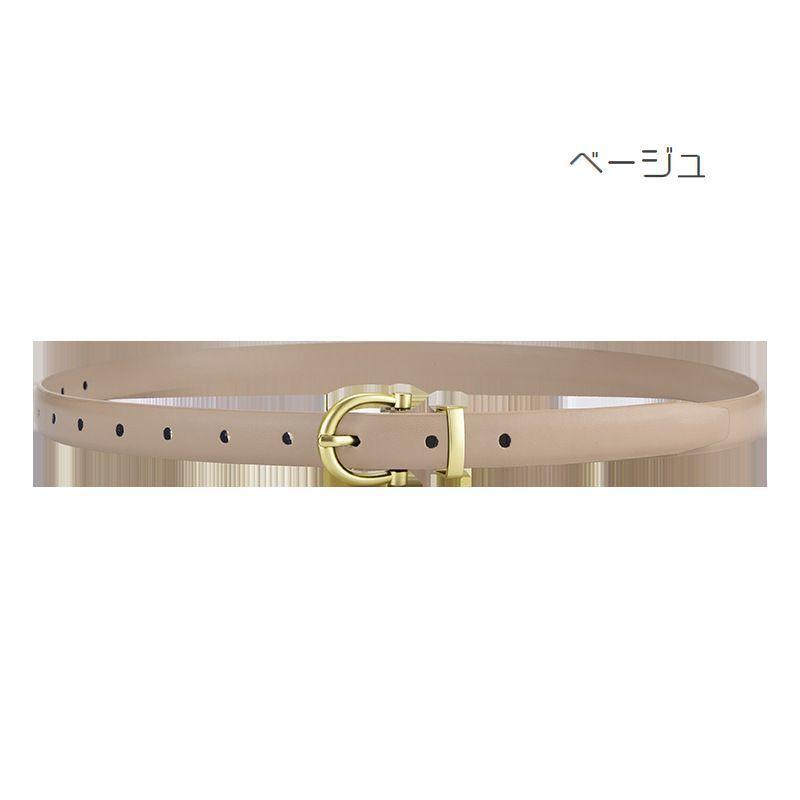 ベルト レディース 細め 細身 スリム 女性用 ゴールドバックル レザー