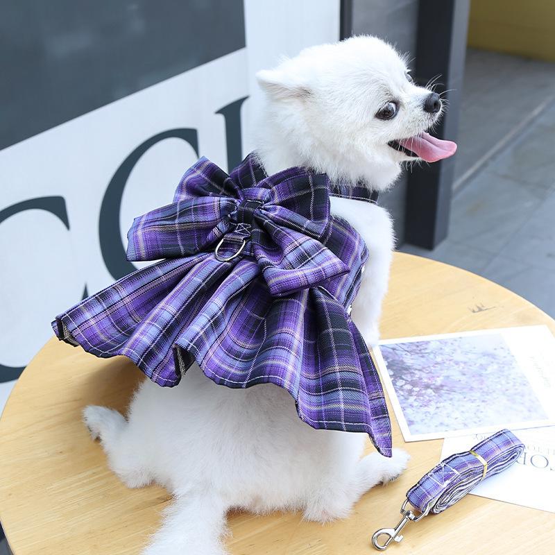 ペットウェア ワンピース リード付き 2点セット ドッグウェア 犬服 D