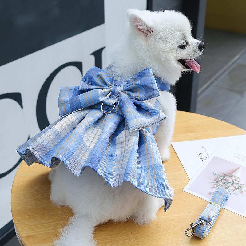 ペットウェア ワンピース リード付き 2点セット ドッグウェア 犬服 D