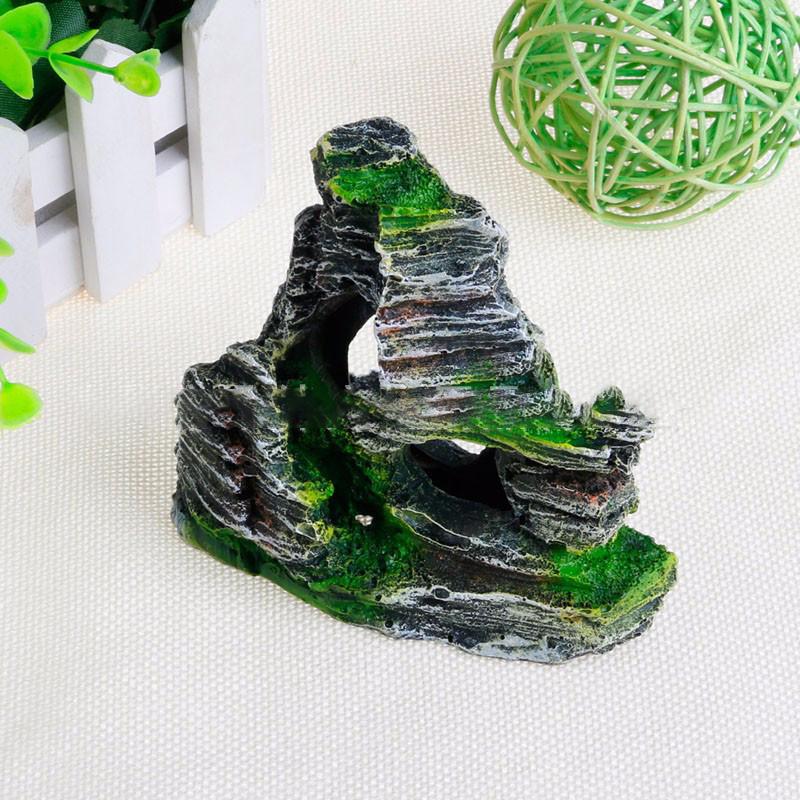 水槽用 オブジェ アクアリウム オーナメント 樹脂製 人工岩山 洞窟