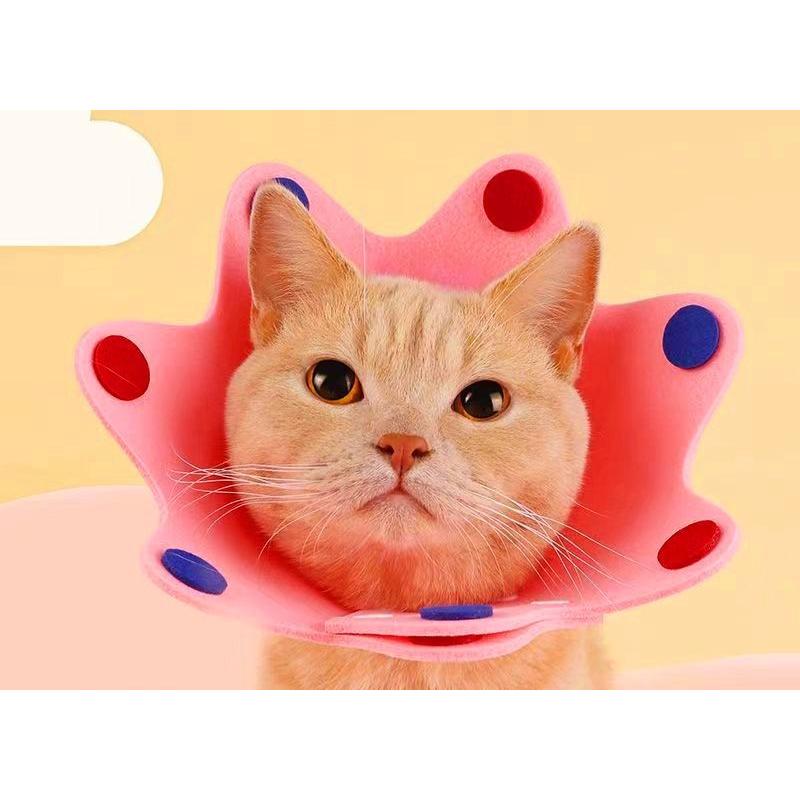 エリザベスカラー 猫 ネコ 小型犬 イヌ 小動物用 ペットグッズ ペット用品 ペット雑貨 王冠型 クラウン型 スナップボタン 裁断可能 サイズ ...