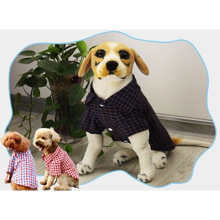 ペットウェア ドッグウエア シャツ 半袖 チェック柄 襟付き 犬服 犬の