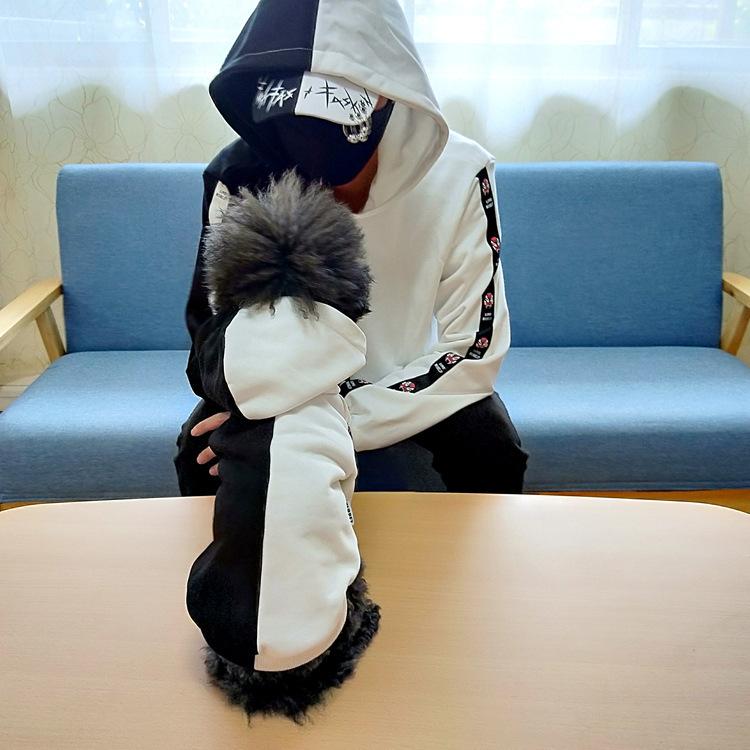 ペットウェア 犬服 パーカー バイカラー フード付き プルオーバー