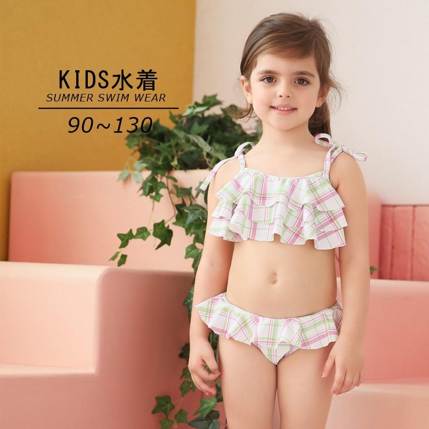 子供用水着 フリルビキニ セパレート 上下セット チェック柄 女の子 キッズ スイムウェア セットアップ かわいい 可愛い ガーリー 海水浴 プール Rt1902 Kawaemon 通販 Yahoo ショッピング