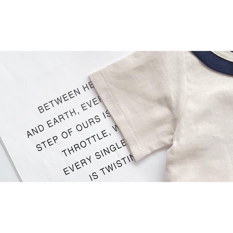 セットアップ 上下セット 半袖 シャツ ハーフパンツ 2点セット キッズ 子供服 男の子 女の子 男女兼用 ラウンドネック セーラーカラー風 ライン |  | 14