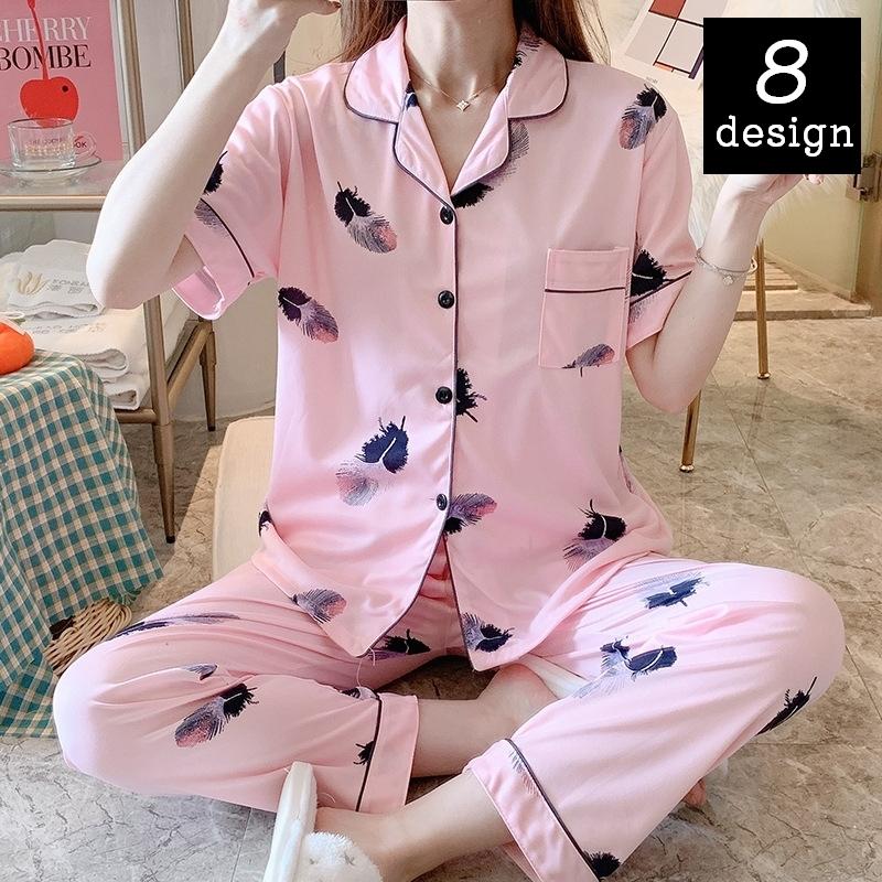 パジャマ 半袖 長ズボン 上下セット レディース ロングパンツ 前開き 開襟 寝巻き 寝間着 ルームウェア 部屋着 かわいい 可愛い キュート おしゃ Set Kawaemon 通販 Yahoo ショッピング