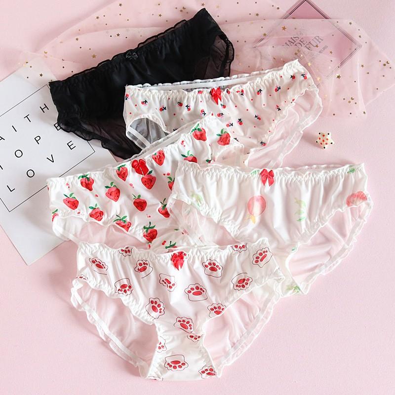 ショーツ レディース パンツ 下着 フリル リボン フルーツ イチゴ さくらんぼ メッシュレース 通気性 かわいい キュート ランジェリー パンティー Sho 495 Kawaemon 通販 Yahoo ショッピング