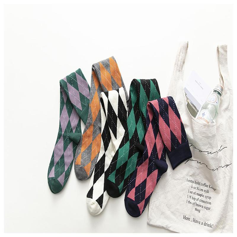 靴下 ソックス ハイソックス ひし形 アーガイル柄 ダイヤモンド柄 5色