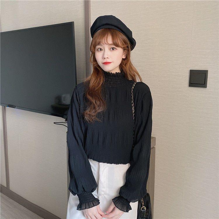 ブラウス レディース 女性 トップス 長袖 ハイネック フリル襟 袖