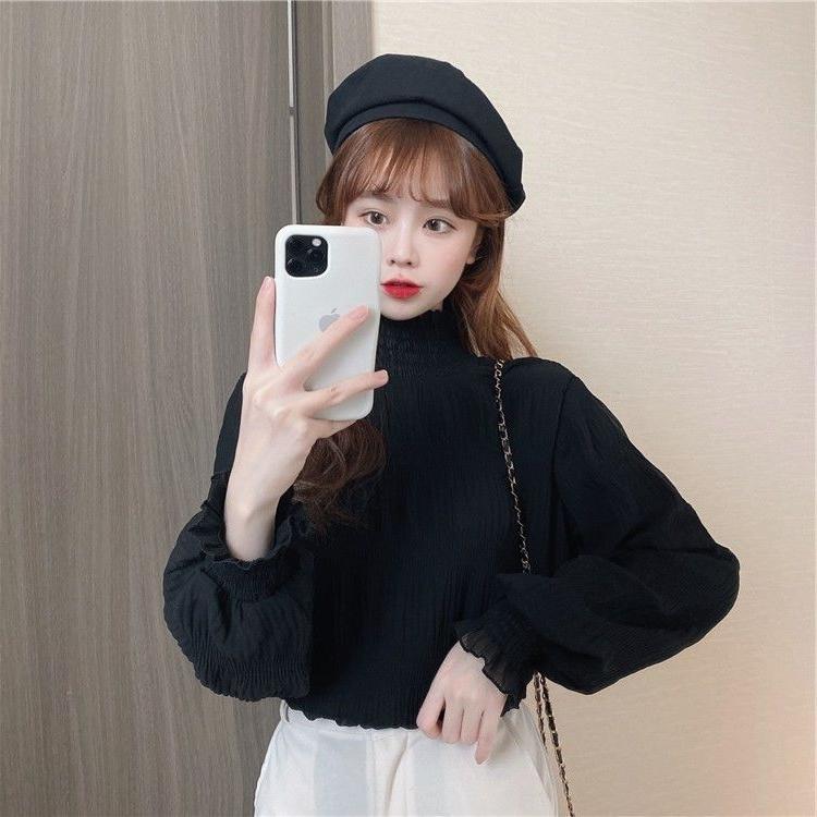 ブラックフリル付き長袖ブラウス MERAKI ブラウス シャツ 胸フリル長袖ブラウス レディース : ZOZOTOWN