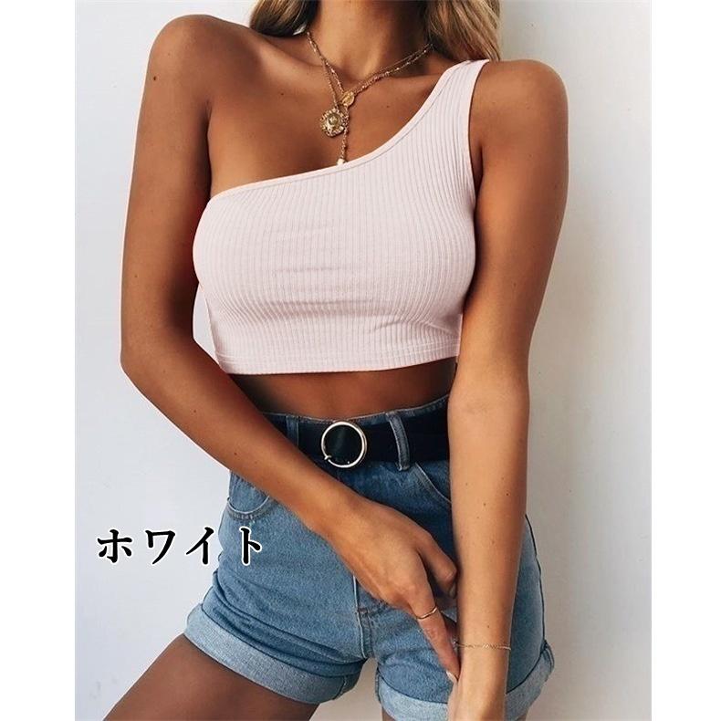 タンクトップ ハーフトップ レディース トップス ワンショルダー