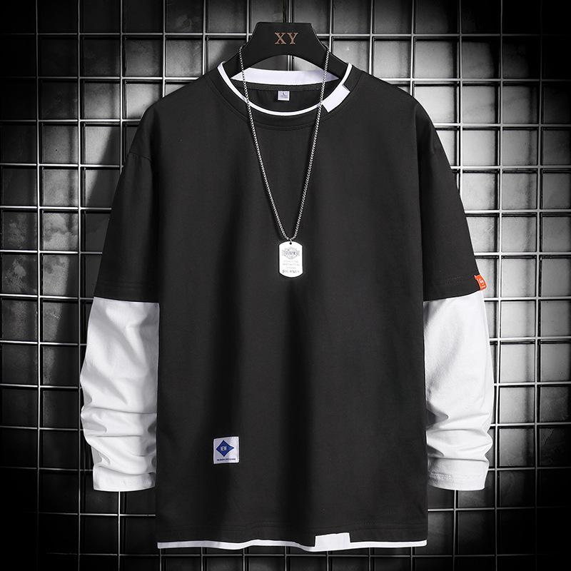 カットソー Tシャツ 長袖 メンズ トップス フェイクレイヤード 重ね着