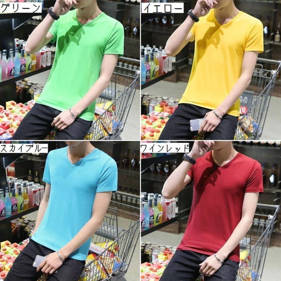 Tシャツ 半袖 Vネック クルーネック メンズ トップス カットソー タイト スリム ぴったりめ カラバリ豊富 シンプル 無地 単色 ソリッドカラー Top 1 Kawaemon 通販 Yahoo ショッピング