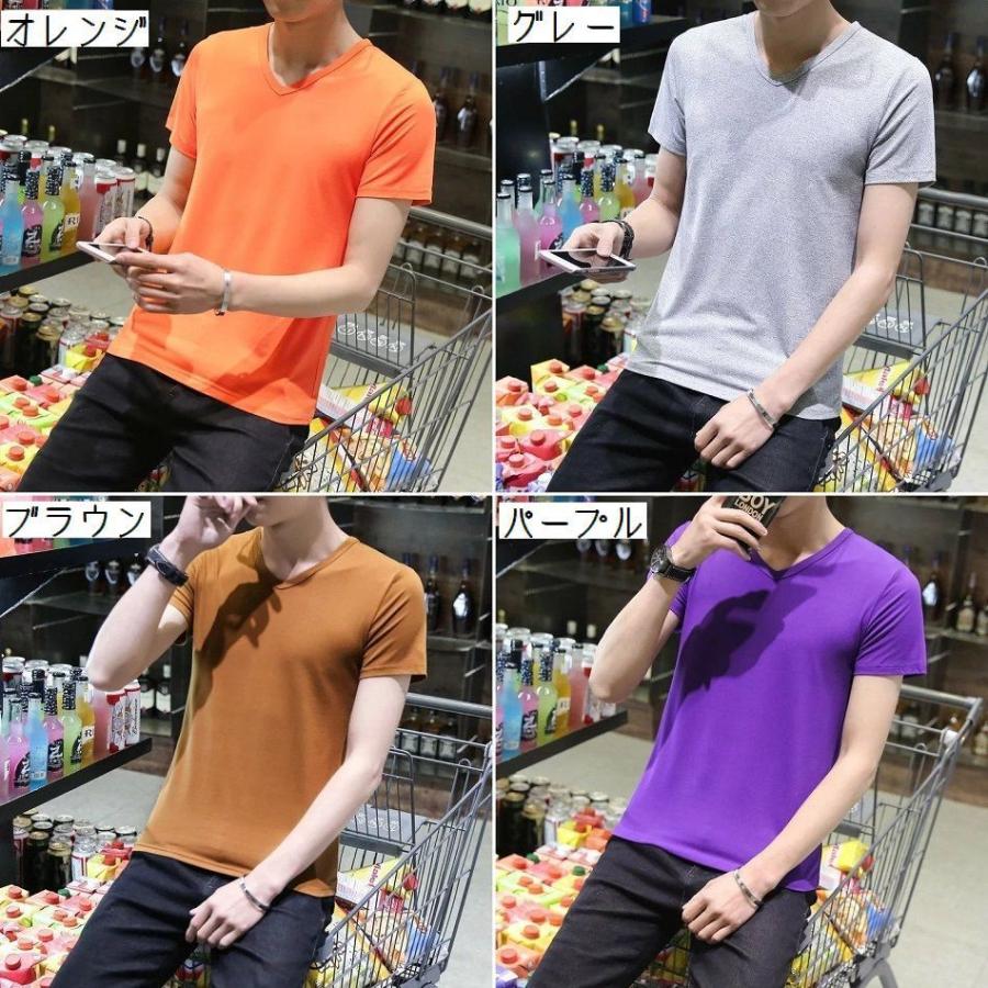Tシャツ 半袖 Vネック クルーネック メンズ トップス カットソー タイト スリム ぴったりめ カラバリ豊富 シンプル 無地 単色 ソリッドカラー Top 1 Kawaemon 通販 Yahoo ショッピング