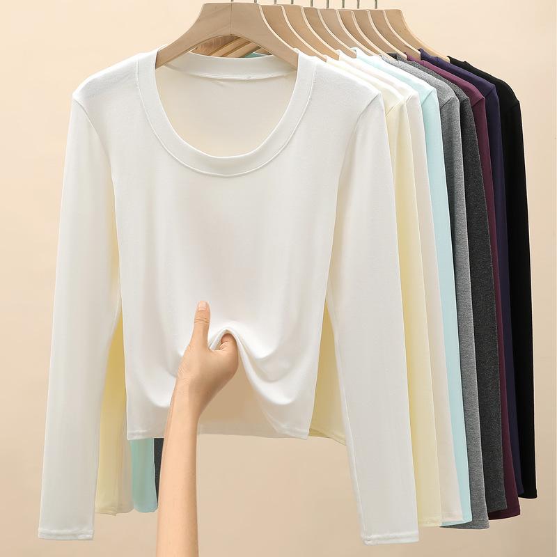 長袖Tシャツ カットソー レディース トップス ラウンドネック 丸首