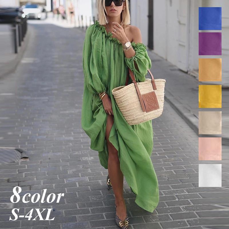 ワンピース ロング マキシ丈 レディース マキシワンピ マキシ丈ワンピース ロングワンピース 変形 個性的 長袖 オフショルダー ワンショルダー シン Top Kawaemon 通販 Yahoo ショッピング