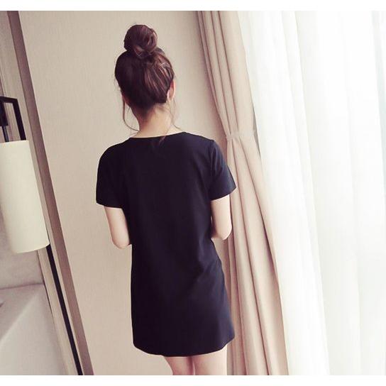 ミニワンピース Tシャツワンピース 半袖 レディース トップス ショート丈 丈短め チュニック風 Aライン ロングtシャツ ロンt 丸首 ラウンドネッ Top 466 Kawaemon 通販 Yahoo ショッピング
