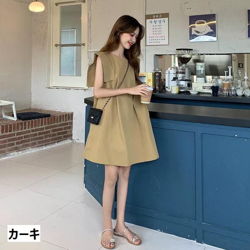 ワンピース レディース 婦人服 ノースリーブ 膝上丈 ミニ丈 Aライン 袖