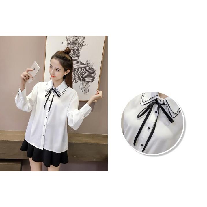 ブラウス 長袖 レディース 前ボタン トップス シャツ 無地 単色 ダブル