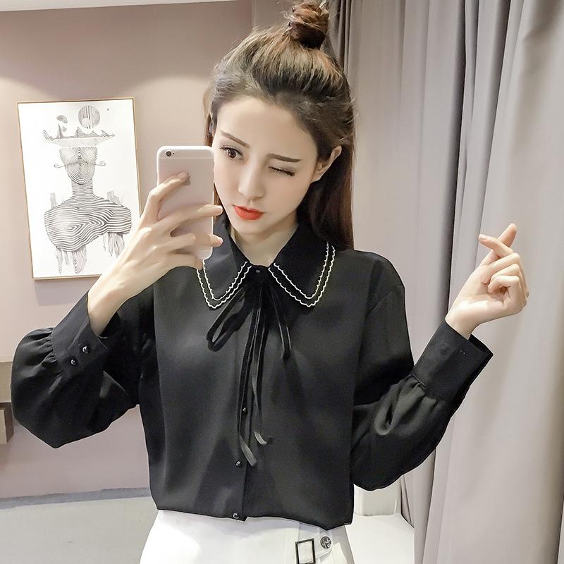 ブラウス 長袖 レディース 前ボタン トップス シャツ 無地 単色 ダブル