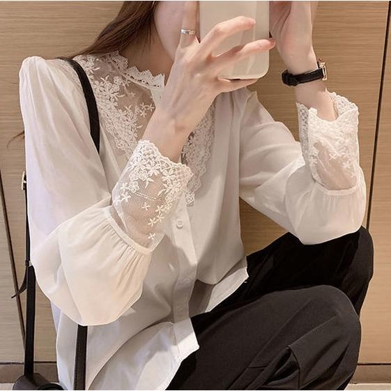 ブラウス シャツ 長袖 レース レディース 女性 トップス ボタン ブラウス シャツ 長袖 レース レディース 女性 トップス ボタン