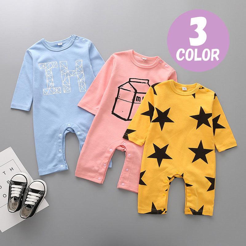 即納 最大半額 ロンパース カバーオール ベビー 赤ちゃん キッズ ベビー服 長袖 クルーネック プリント 星柄 男の子 女の子 春 秋 冬 カジュアル かわいい か Cisama Sc Gov Br