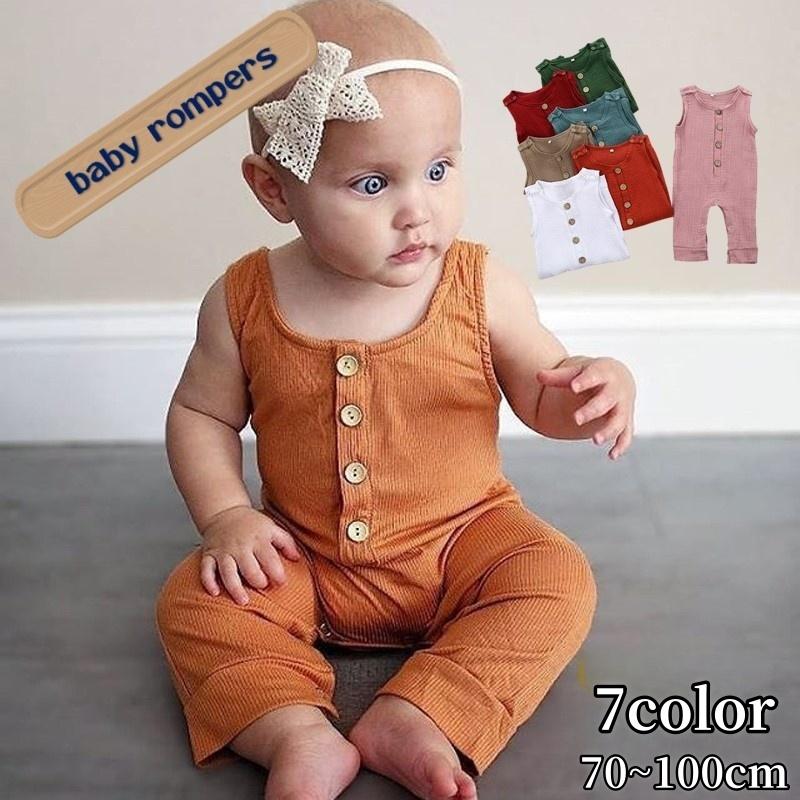 ロンパース カバーオール ノースリーブ 袖なし ベビー キッズ 男の子 女の子 赤ちゃん 男の子 女の子 股スナップボタン かわいい シンプル キュー Top Kawaemon 通販 Yahoo ショッピング
