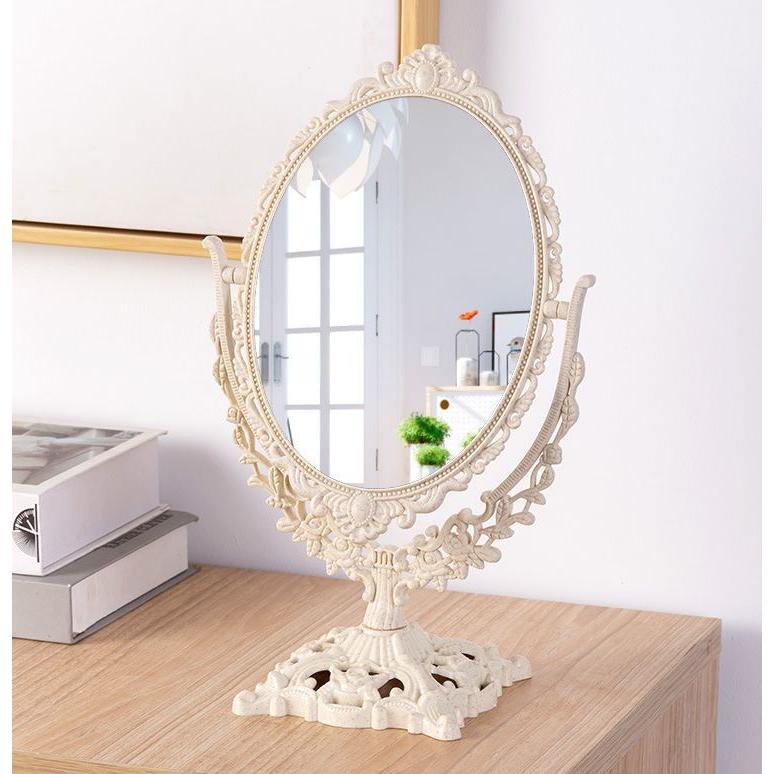 デスクミラー 両面鏡 卓上スタンドミラー ヴィクトリアンテイスト