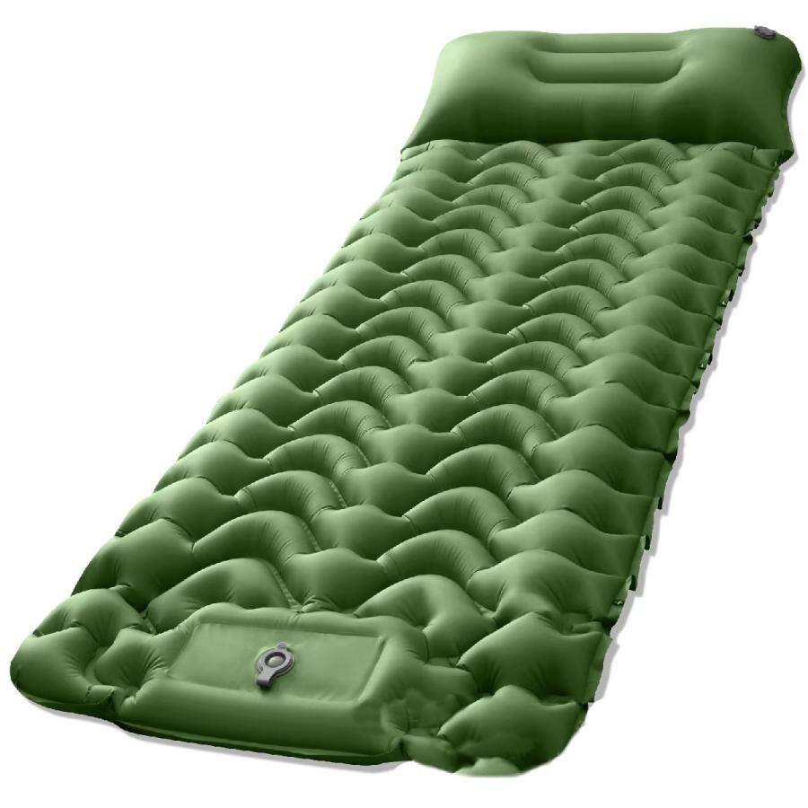 エアーマット スリーピングマット 足踏みポンプ式 アウトドア寝具 キャンプ用 エアーベット コンパクト収納 枕付き 空気入れ不要 つなげる｜kawa-e-mon｜02