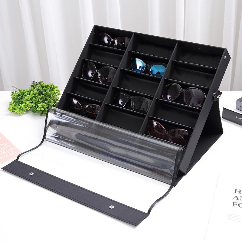 メガネケース サングラス 収納ケース 透明カバー付き コレクション 蓋