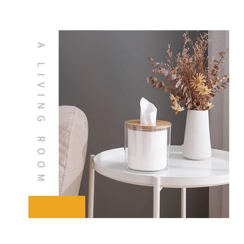 トイレットペーパーケース 卓上 ティッシュケース 円形 クリア 透明