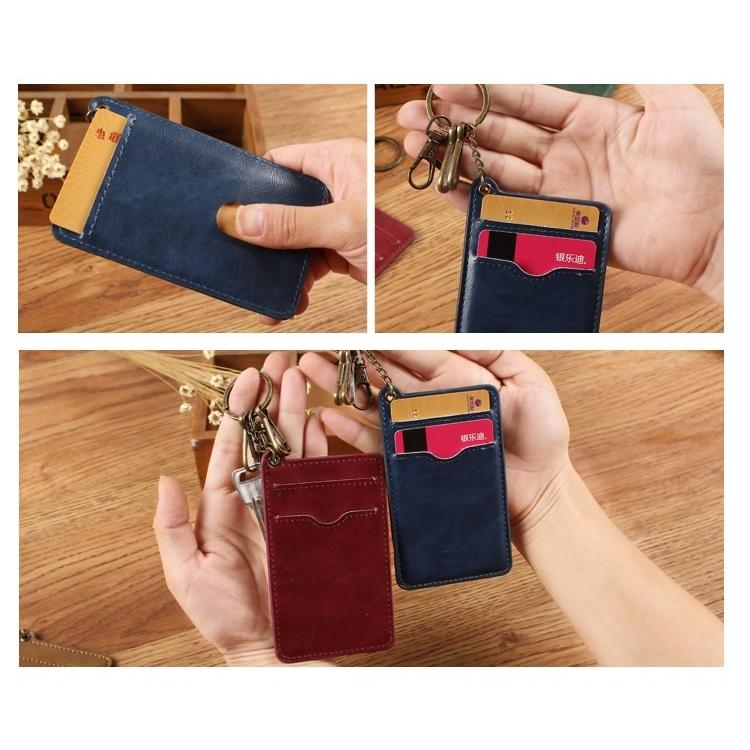 パスケース 定期入れ キーリング付き 縦型 薄型 レザー調 カードケース