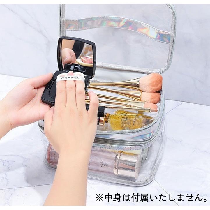 【BIODROGA】レザー　バニティーケース　化粧バッグ　ポーチ付き　未使用品 化粧ポーチ コスメポーチ 2層 2段 透明 スケルトン 防水 バニティ