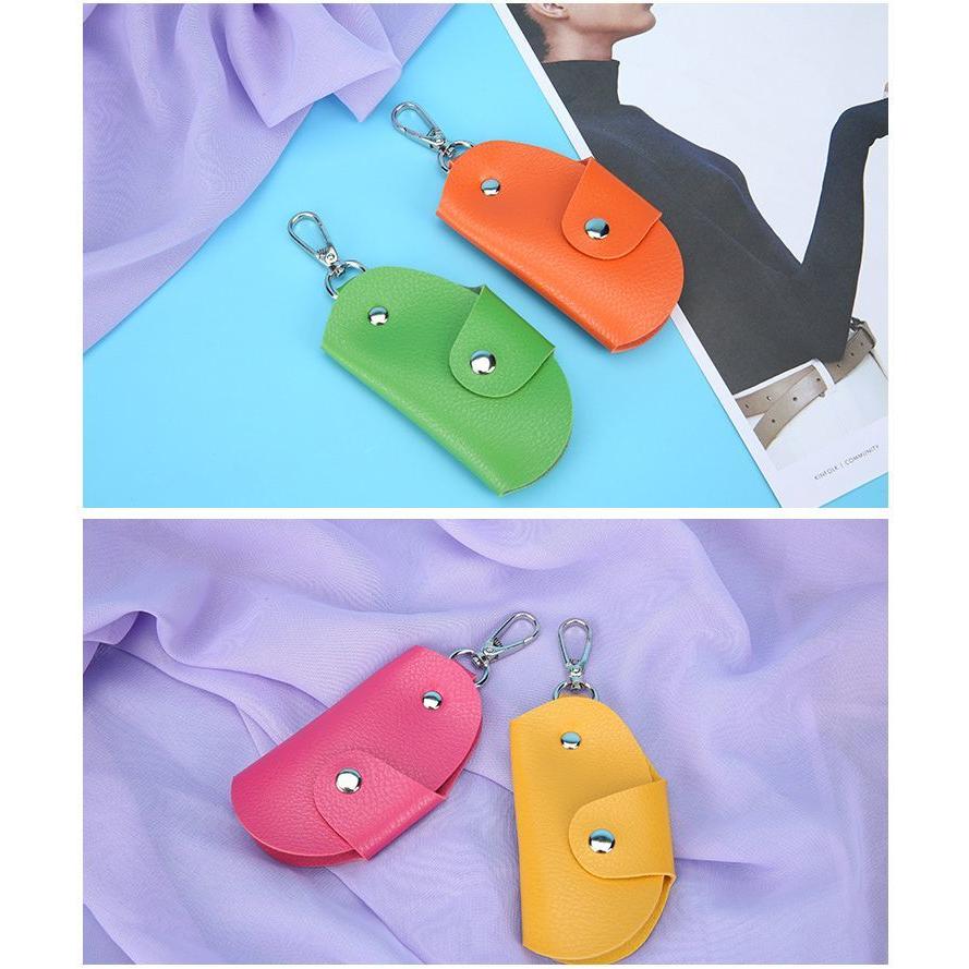 キーケース キーホルダー 二つ折り スナップボタン カラビナ付き