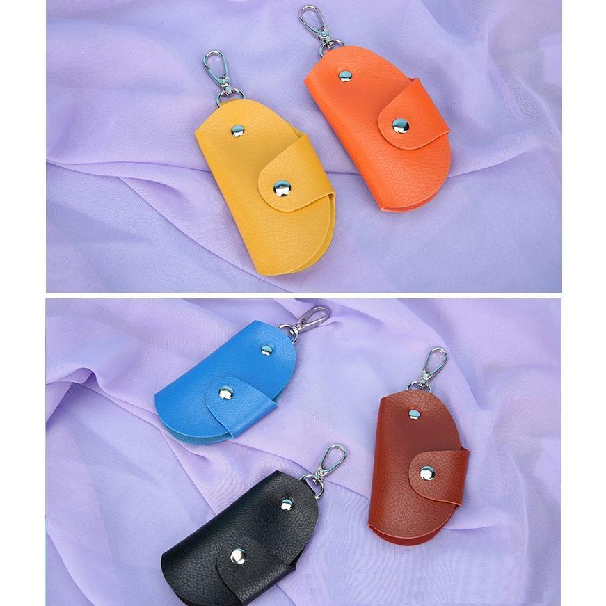 キーケース キーホルダー 二つ折り スナップボタン カラビナ付き