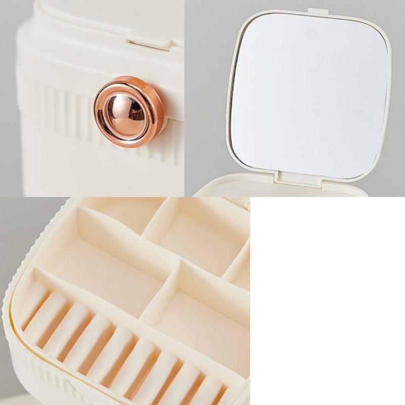アクセサリーケース ジュエリーボックス ミニ 2段 ミラー 鏡