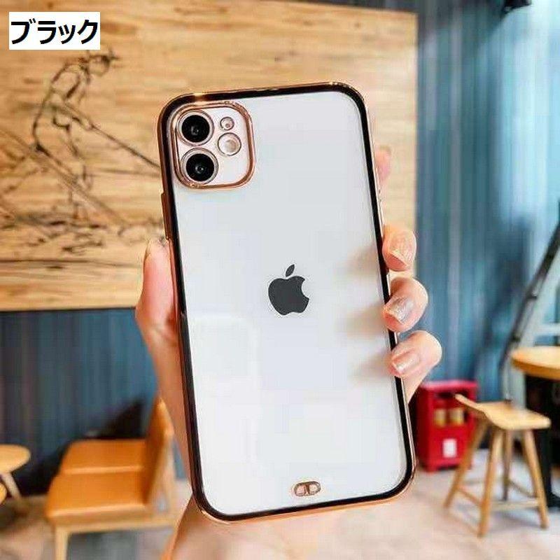 スマホケース スマホカバー クリア 透明 ゴールドリム 金縁