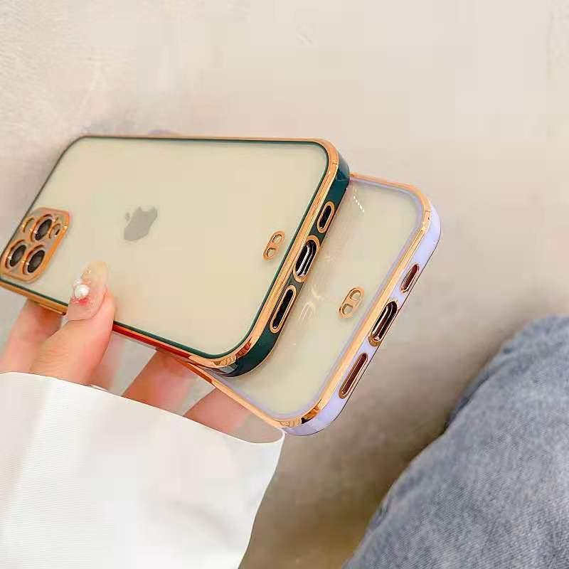 スマホケース スマホカバー クリア 透明 ゴールドリム 金縁 iPhone 6