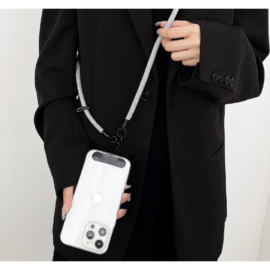 スマホストラップ 携帯ストラップ 肩掛け 斜め掛け カラビナ付き