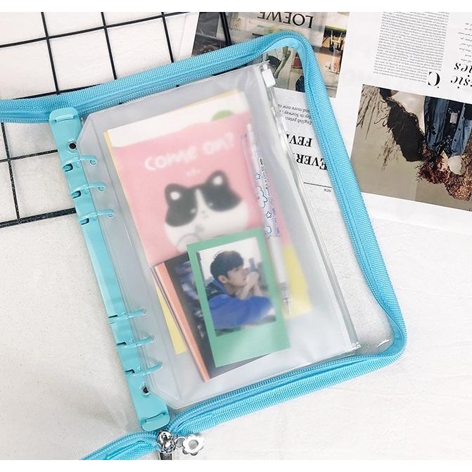 バインダー クリアラメ A5 6穴 ファスナー付き ファイル 保管 収納