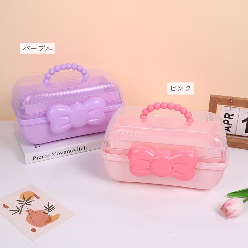 収納ボックス メイクボックス アクセサリー 収納用品 リボン 取っ手