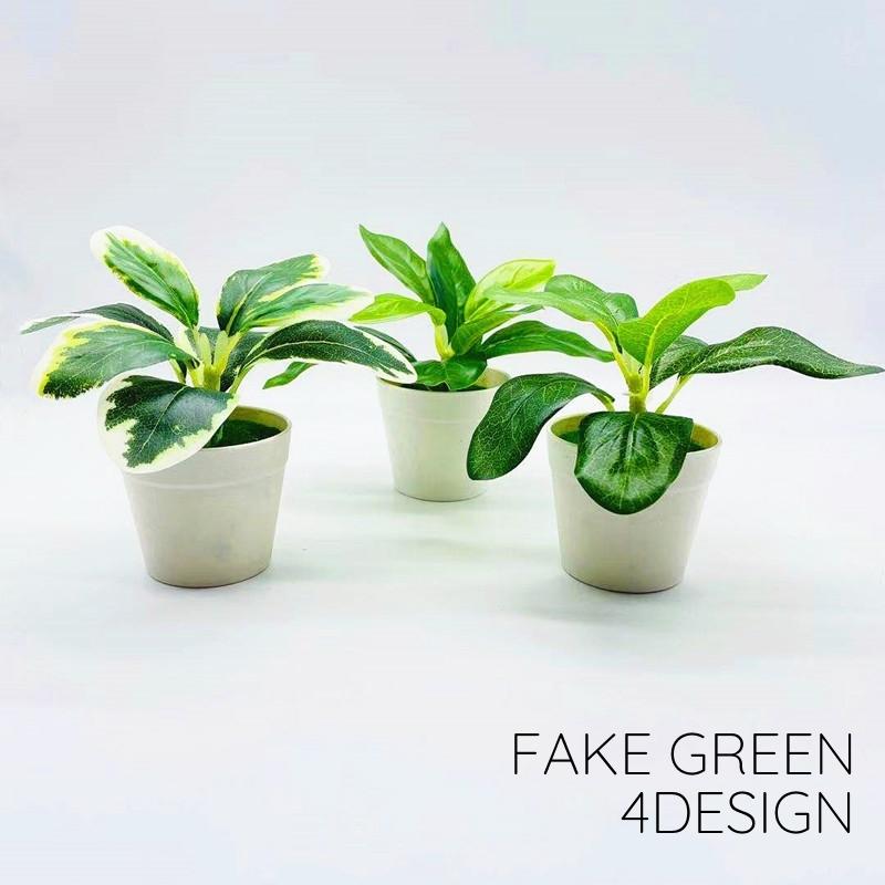 フェイクグリーン 人口観葉植物 造花 鉢植え 鉢花 植物 斑入り インテリア DIY 装飾 飾り 模様替え 小物 雑貨 リーフ かわいい おしゃれ（Yahoo!・KAWAeMON）