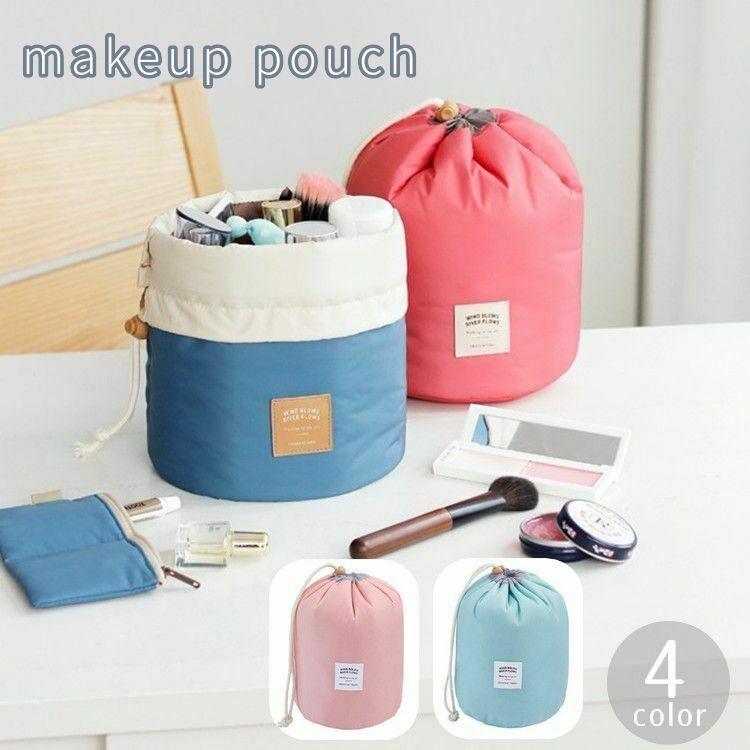 安いそれに目立つ 化粧ポーチ コスメポーチ 自立 巾着型 筒形 円形 無地 ブラシケース付き ミニポーチ付き 大容量 多収納 持ち運び かわいい おしゃれ シンプル 旅 Luckyoldcar Com