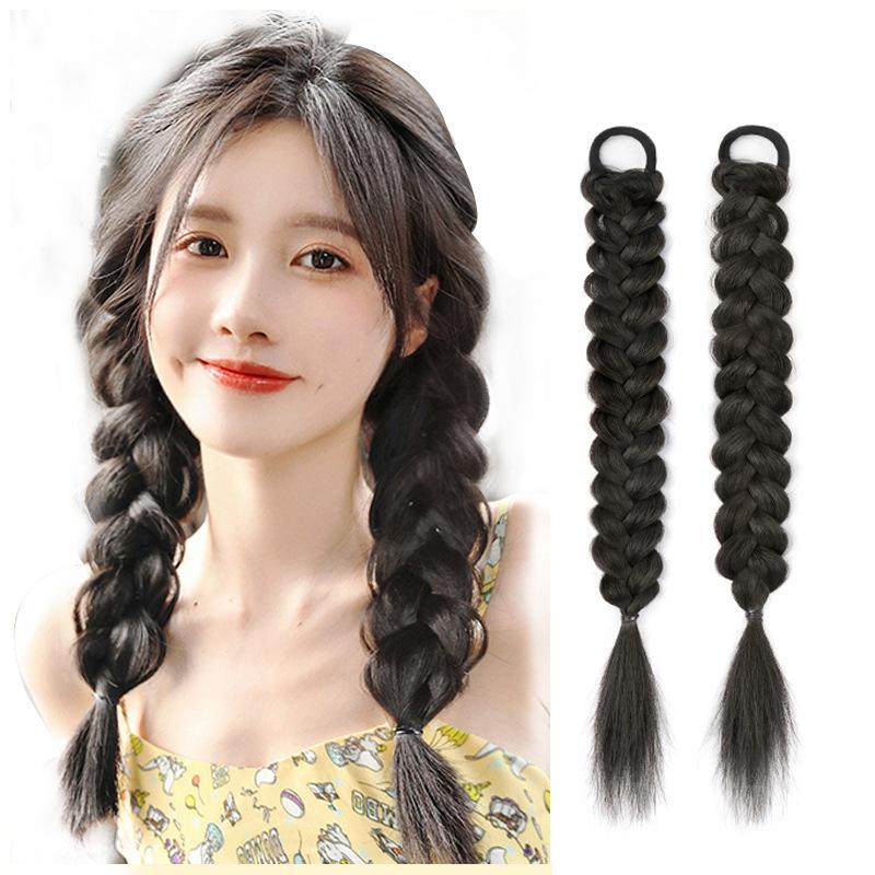 エクステ 三つ編み 2本セット ヘアゴム付き エクステンション エクステ 三つ編み 2本セット ヘアゴム付き エクステンション