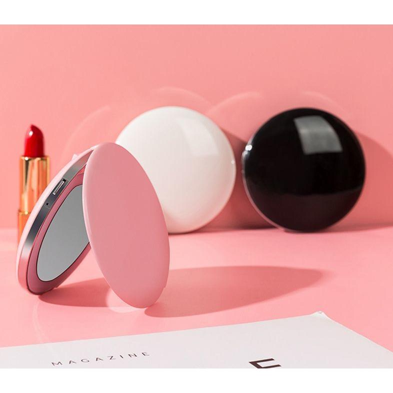 コンパクトミラー 手鏡 拡大鏡 ライト付き ハンドミラー