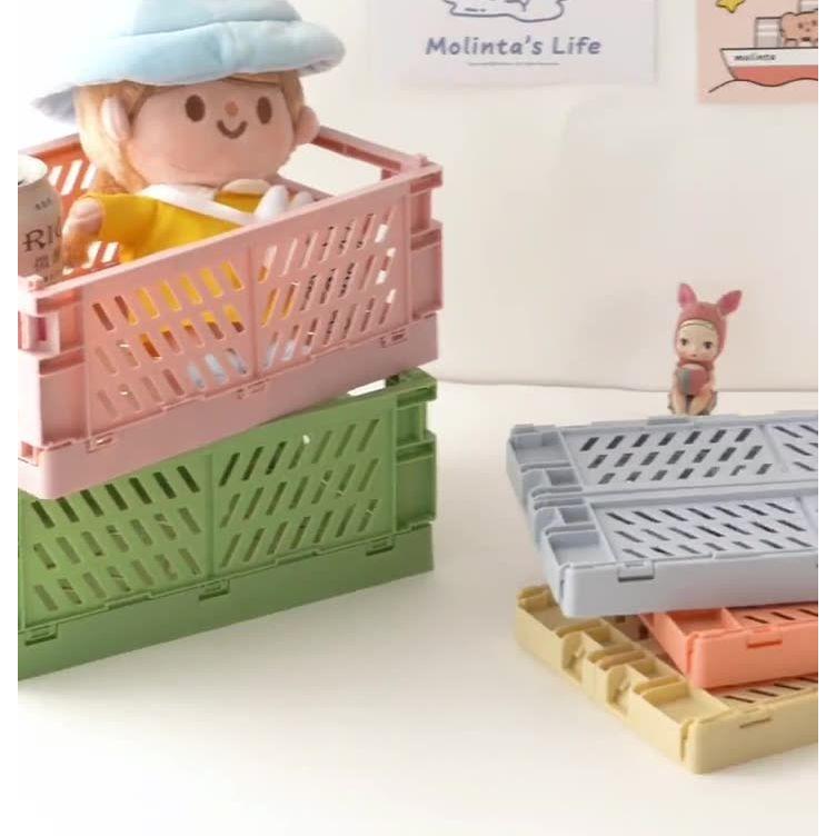 ついたて(小物入れカゴ付き) コンテナ 折りたたみ式 コンテナボックス ストレージボックス 収納