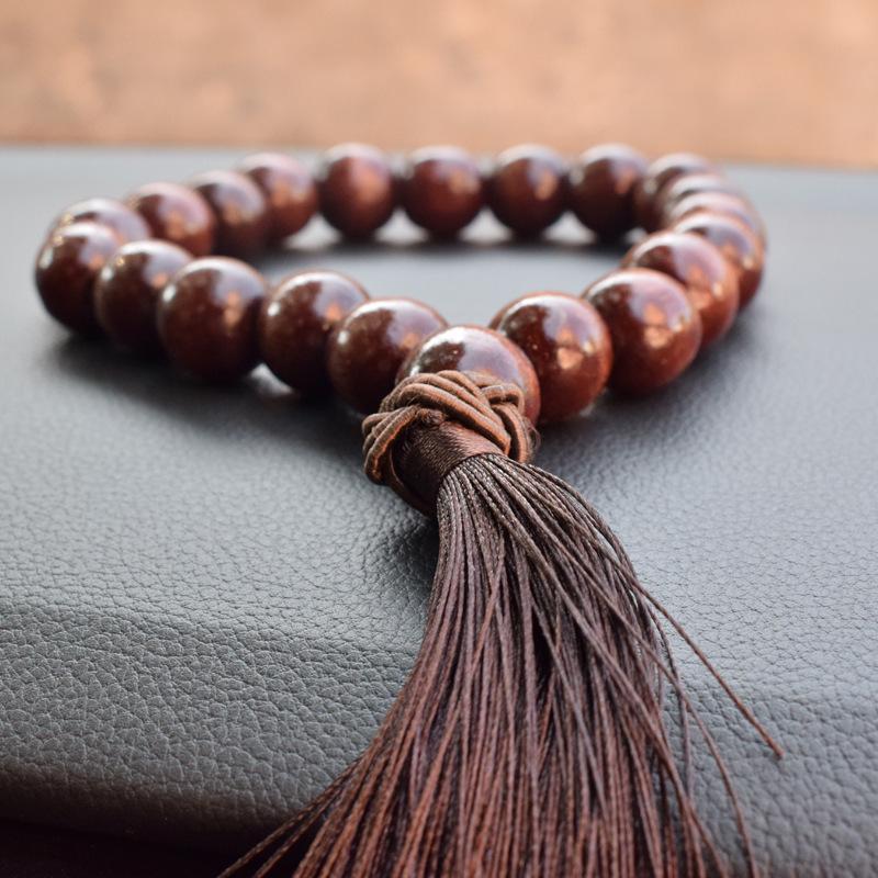 数珠 木製 19玉 男性用 メンズ 紳士 略式数珠 片手念珠 房 ふさ 球